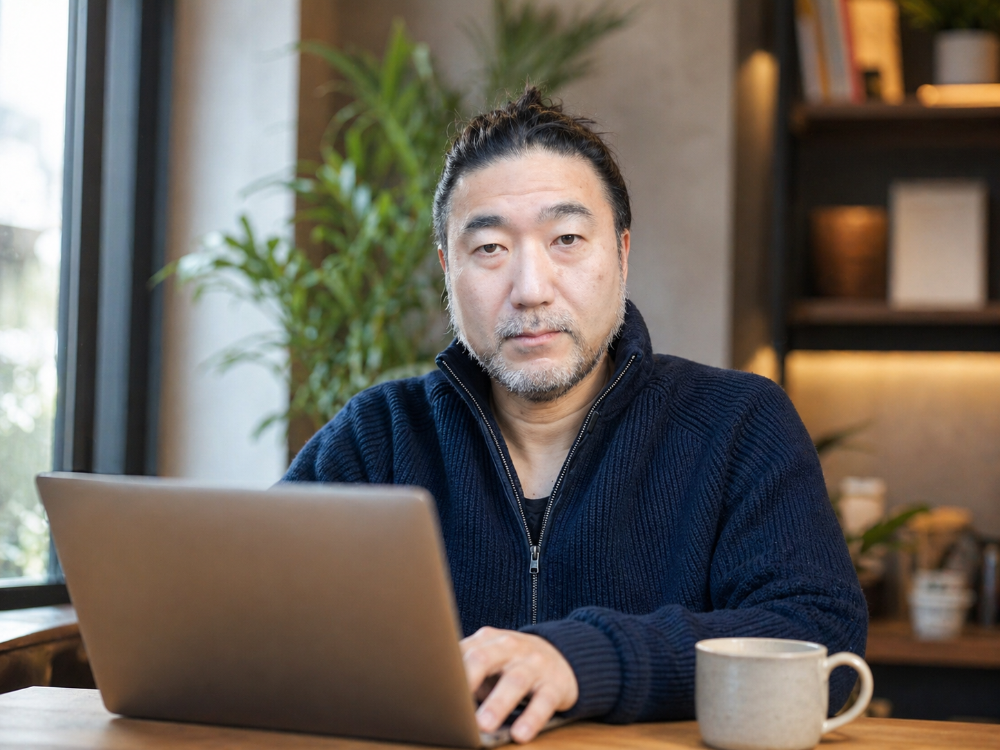 Producer working at a laptop